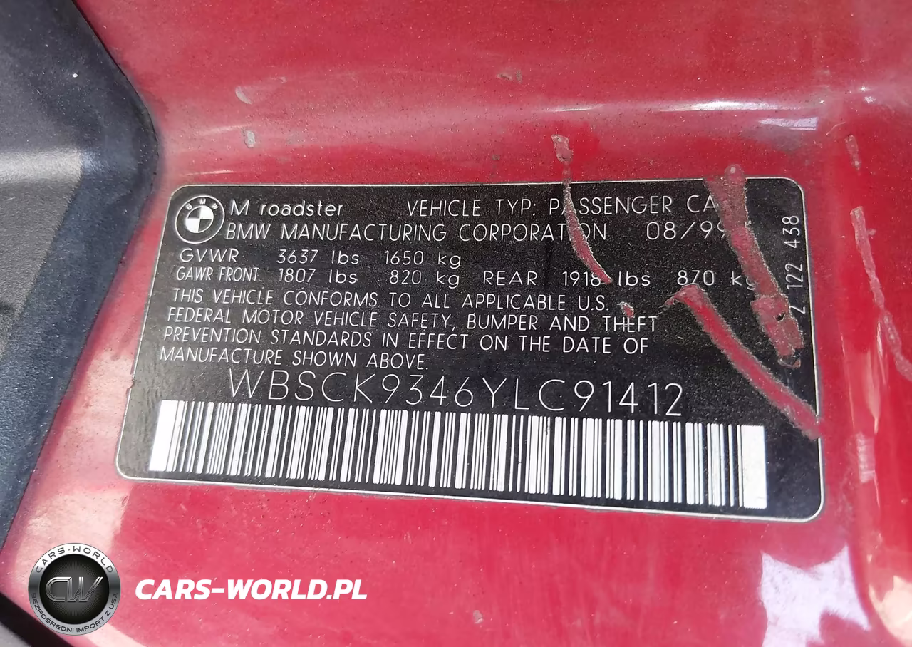 2000 BMW M VIN:WBSCK9346YLC91412 - 9