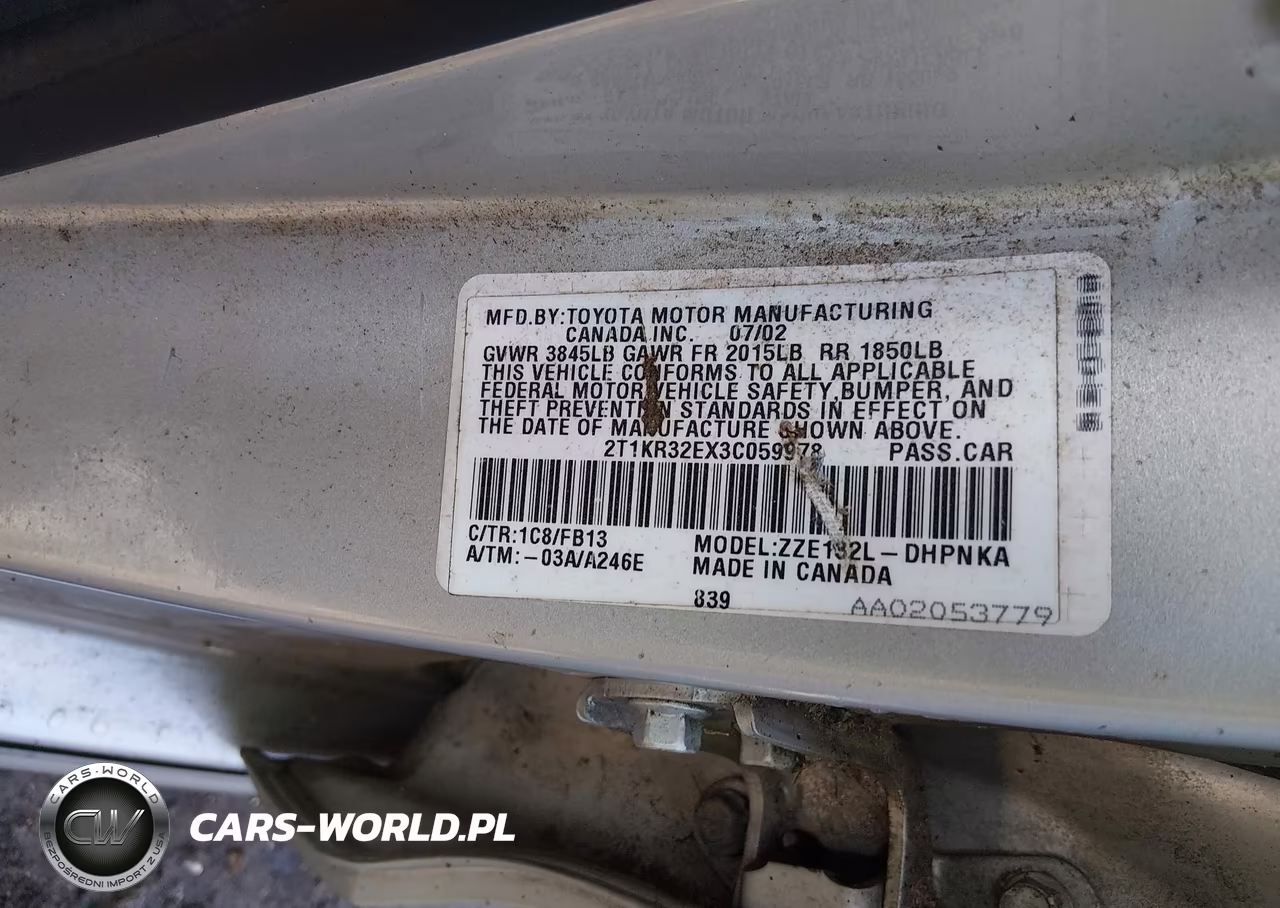 2003 Toyota Matrix Xr VIN:2T1KR32EX3C059978 - 9