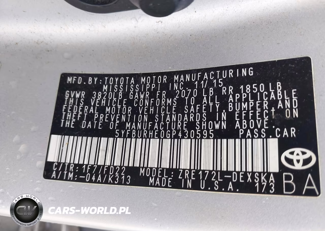 2016 Toyota Corolla S VIN:5YFBURHE0GP430595 - 9