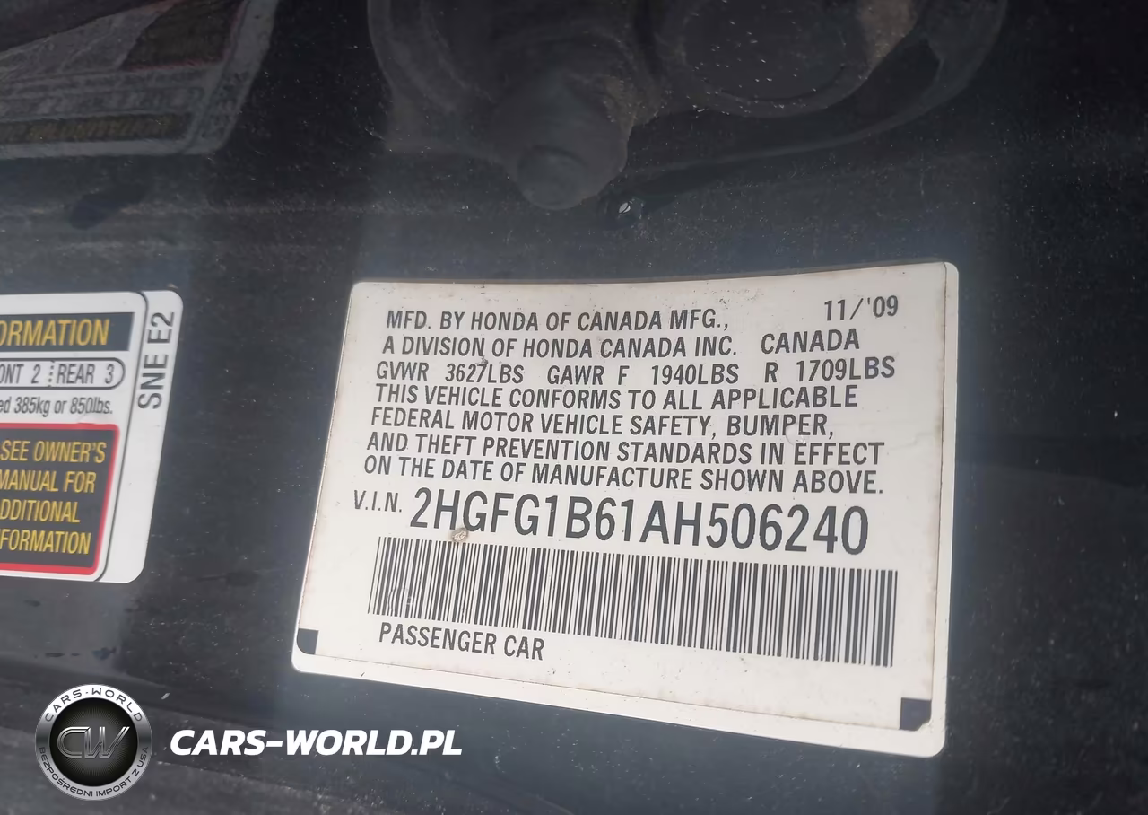 2010 Honda Civic Lx VIN:2HGFG1B61AH506240 - 9