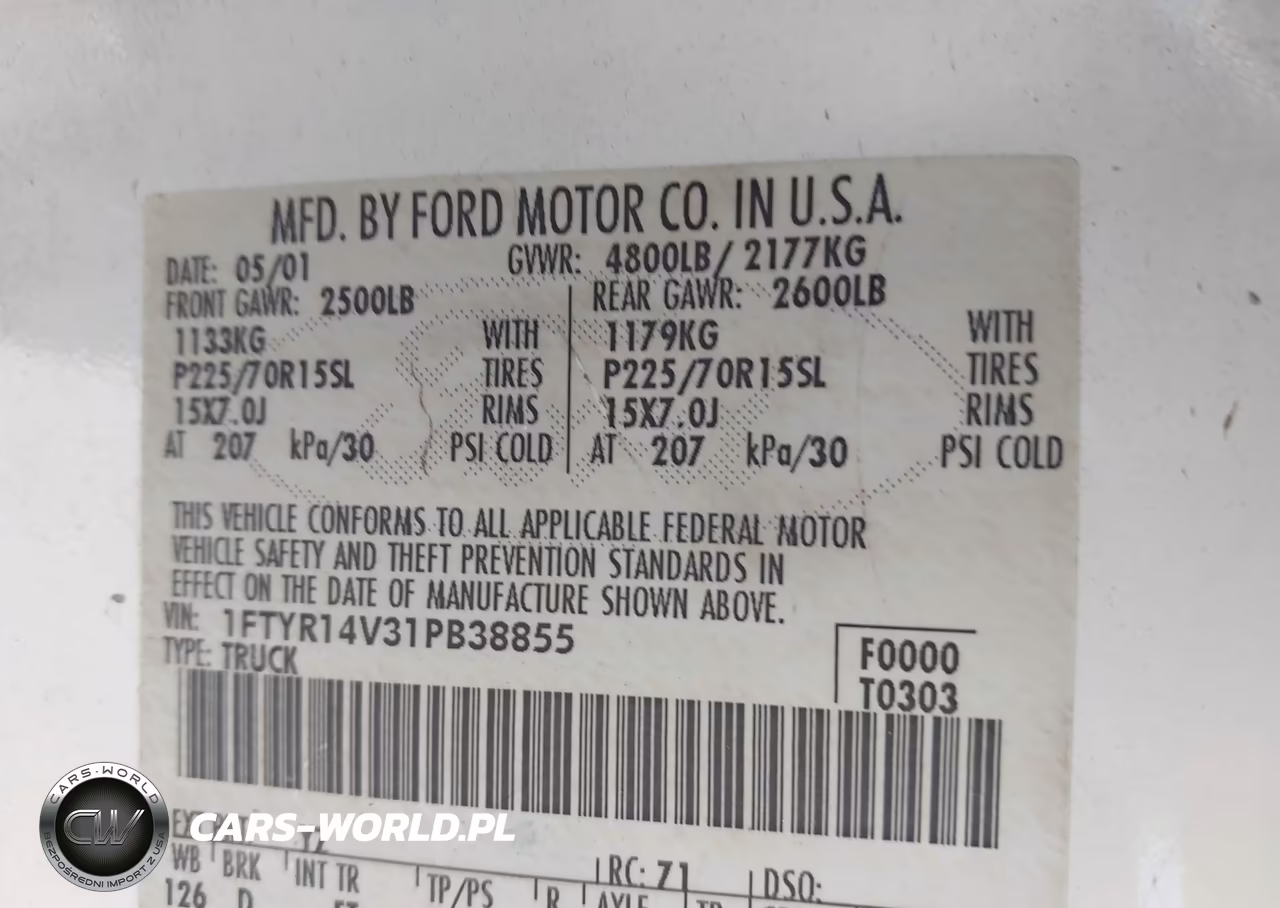 2001 Ford Ranger Edge-Xl-Xlt VIN:1FTYR14V31PB38855 - 9