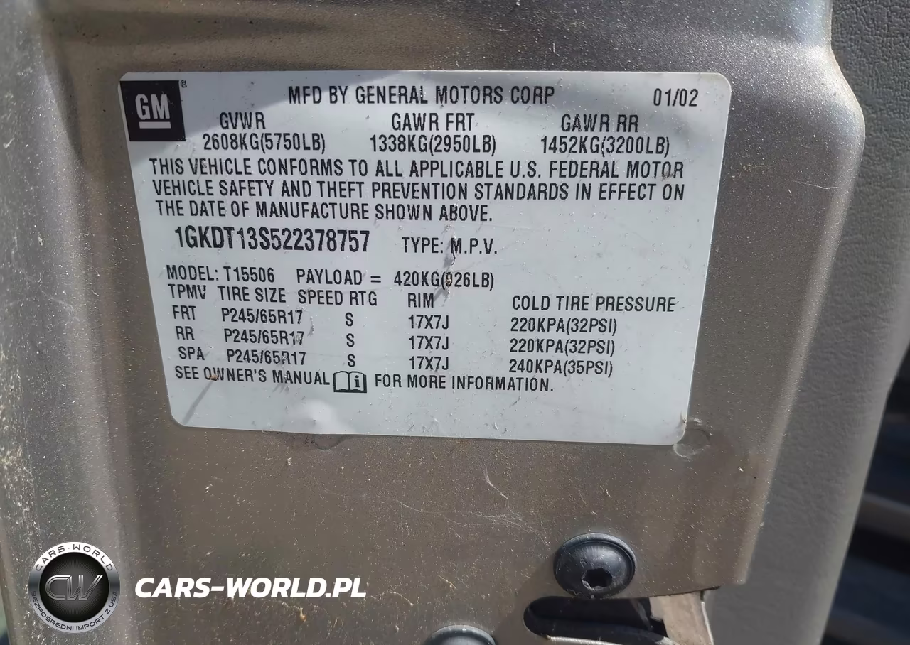 2002 GMC Envoy VIN:1GKDT13S522378757 - 9