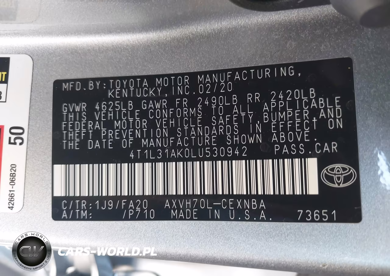 2020 Toyota Camry Le Hybrid VIN:4T1L31AK0LU530942 - 9