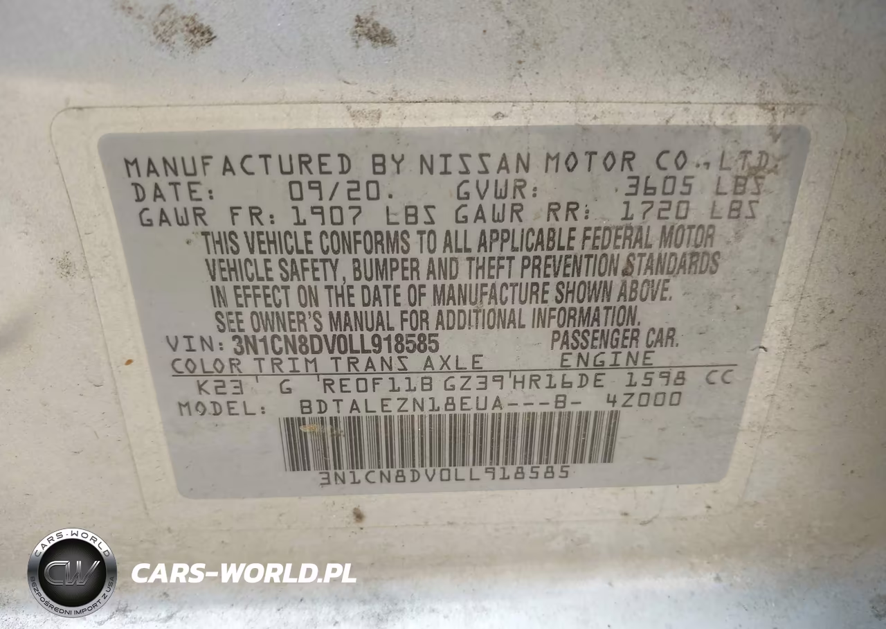 2020 Nissan Versa S Xtronic Cvt VIN:3N1CN8DV0LL918585 - 9