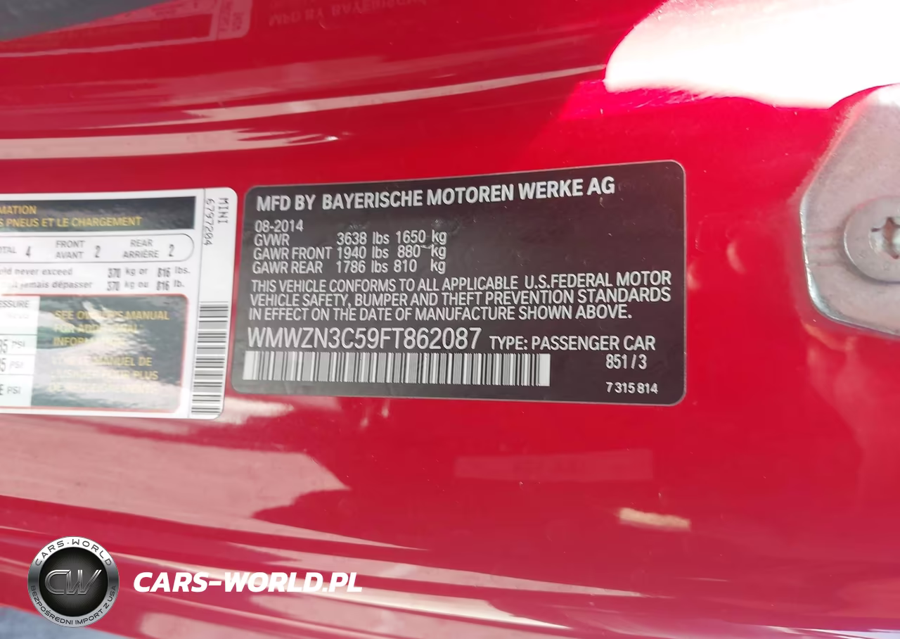 2015 Mini Convertible Cooper VIN:WMWZN3C59FT862087 - 9