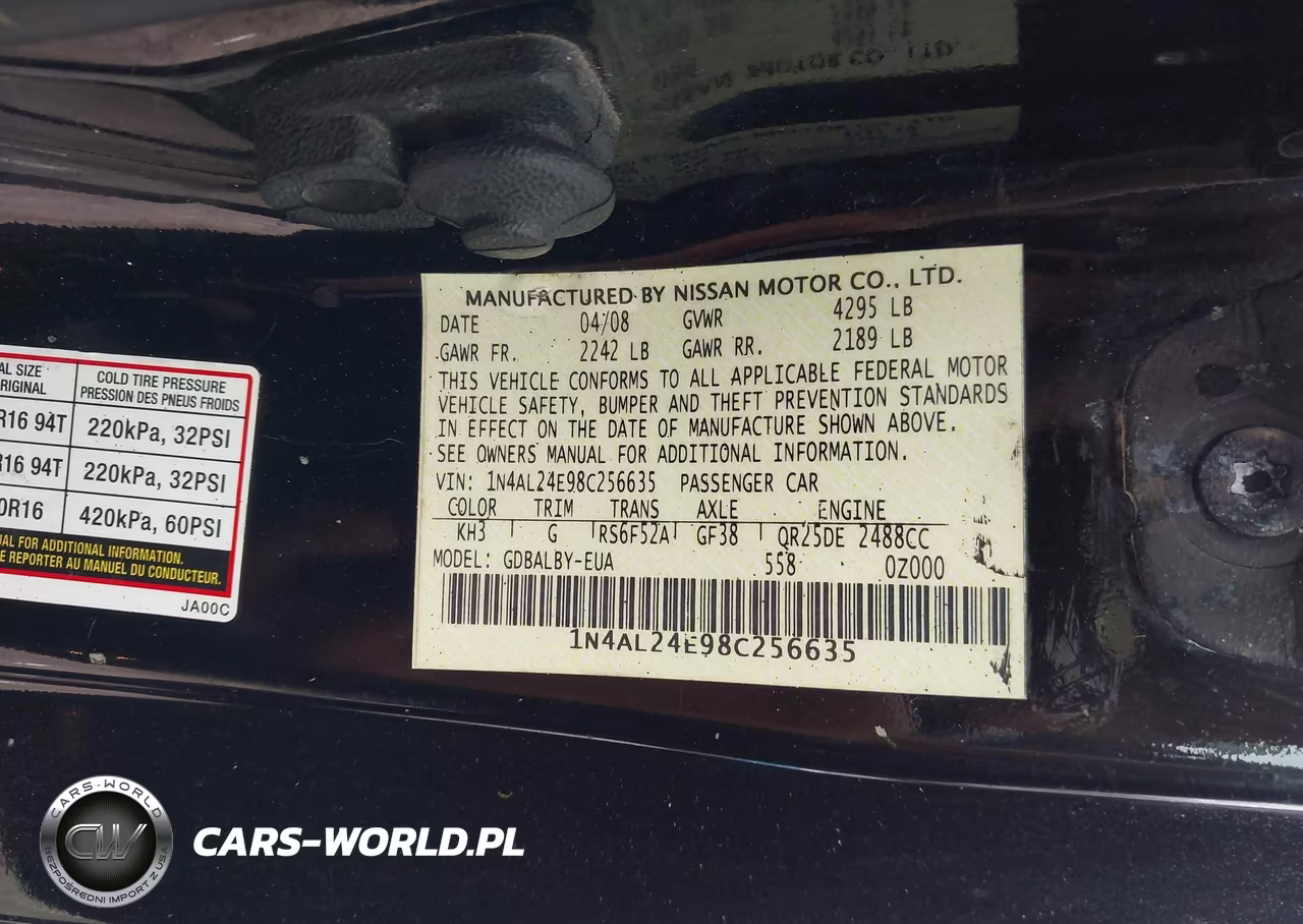 2008 Nissan Altima 2.5 S VIN:1N4AL24E98C256635 - 9