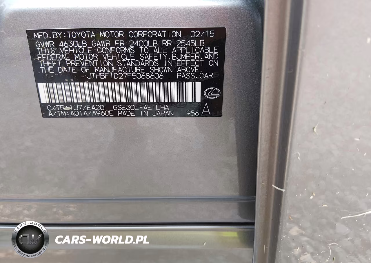2015 Lexus Is 250 VIN:JTHBF1D27F5068606 - 9