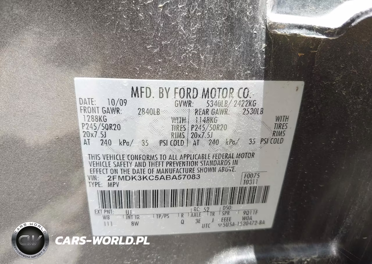 2010 Ford Edge Limited VIN:2FMDK3KC5ABA57083 - 9
