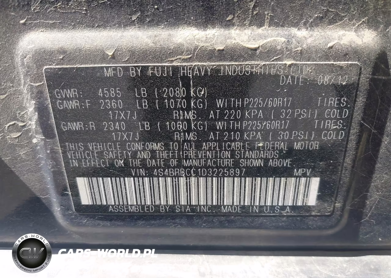 2013 Subaru Outback 2.5I Premium VIN:4S4BRBCC1D3225897 - 9