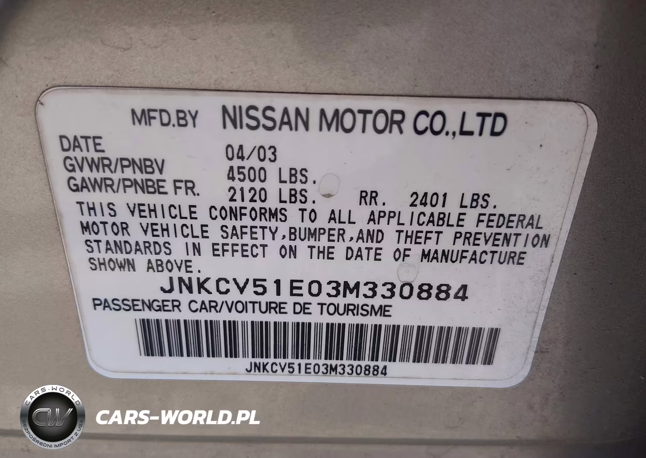 2003 Infiniti G35 Luxury Leather VIN:JNKCV51E03M330884 - 9