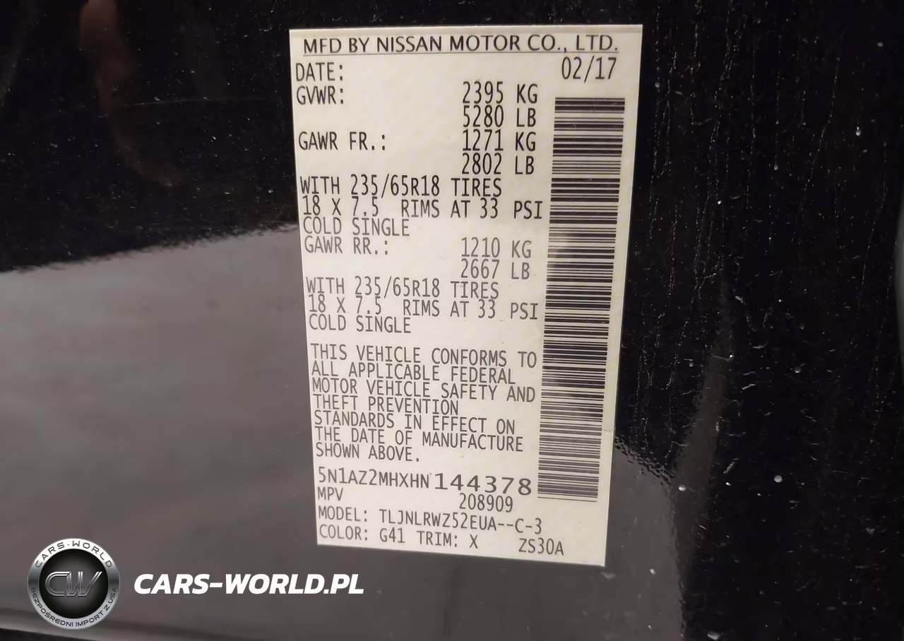 2017 Nissan Murano Sl VIN:5N1AZ2MHXHN144378 - 9