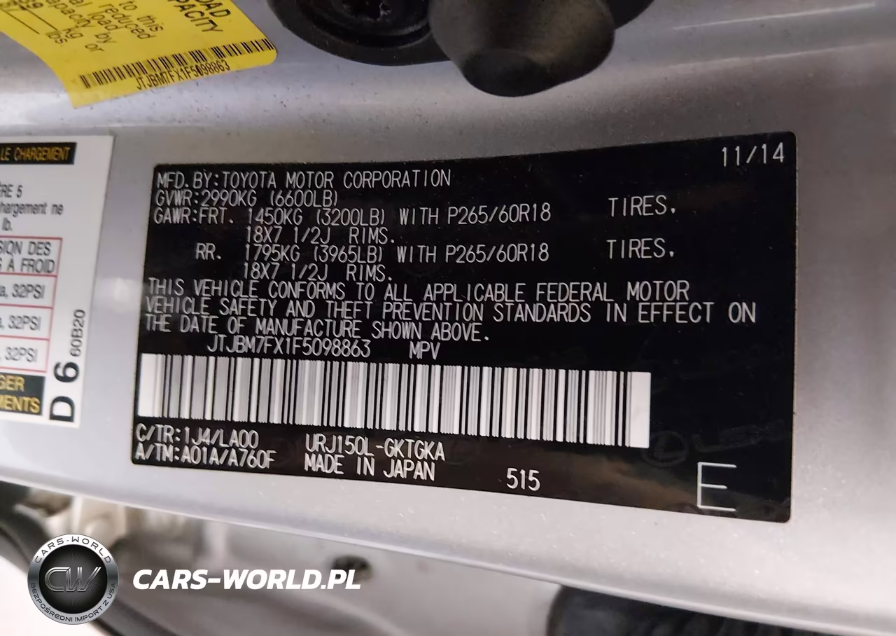 2015 Lexus Gx 460 VIN:JTJBM7FX1F5098863 - 9