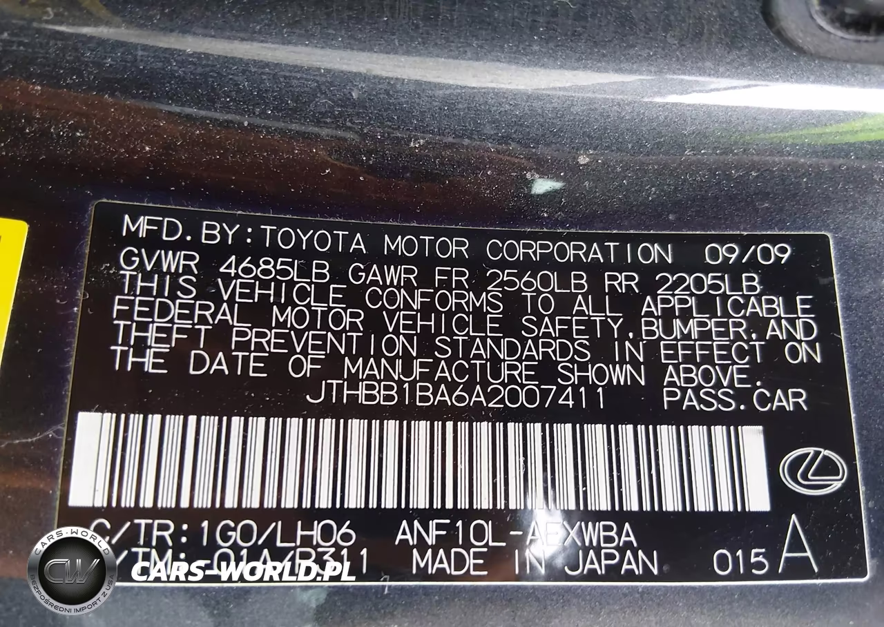 2010 Lexus Hs 250H Premium VIN:JTHBB1BA6A2007411 - 9