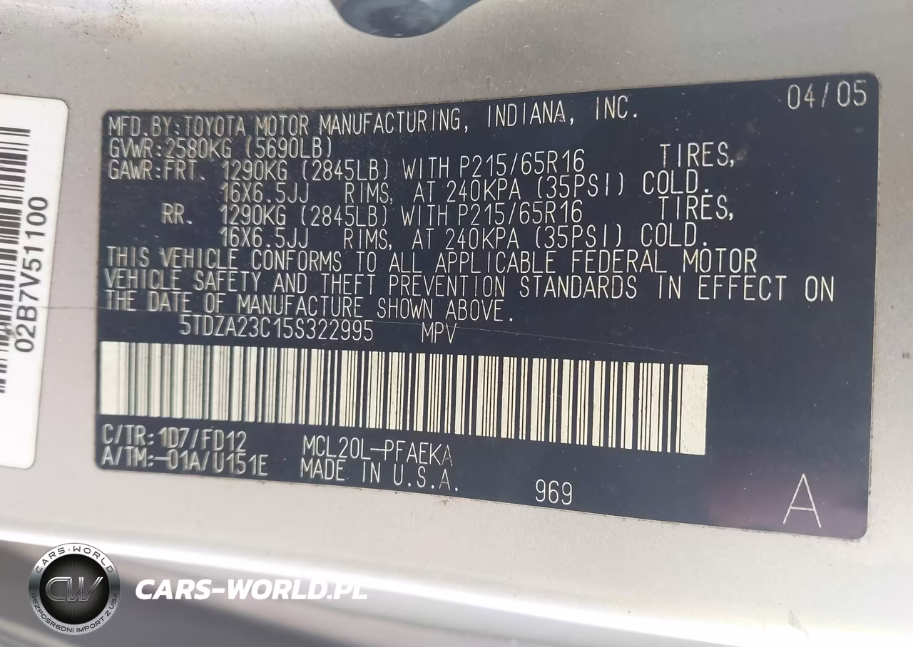 2005 Toyota Sienna Ce VIN:5TDZA23C15S322995 - 9