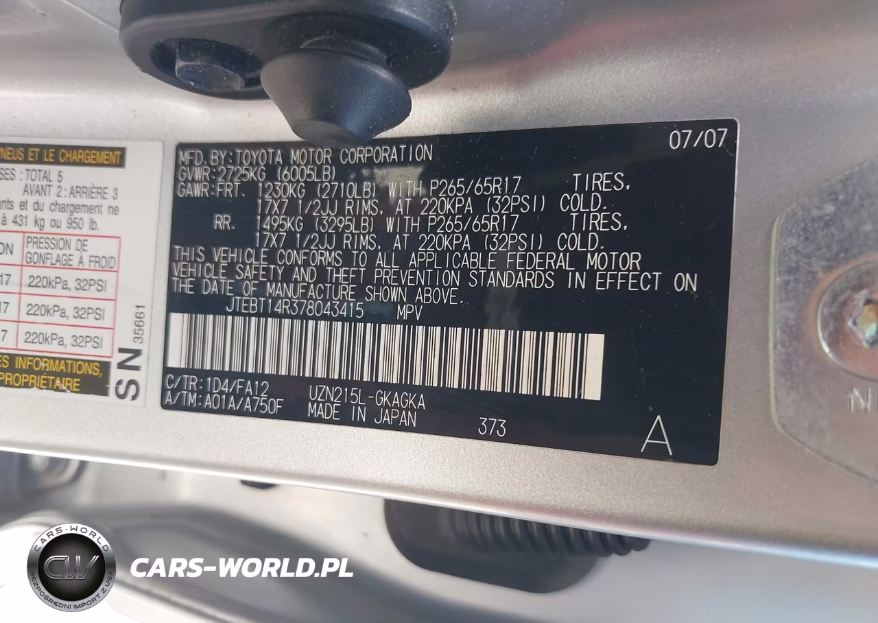 2007 Toyota 4Runner Sr5 VIN:JTEBT14R378043415 - 9