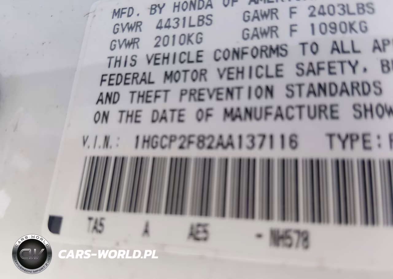 2010 Honda Accord 2.4 Ex-L VIN:1HGCP2F82AA137116 - 9