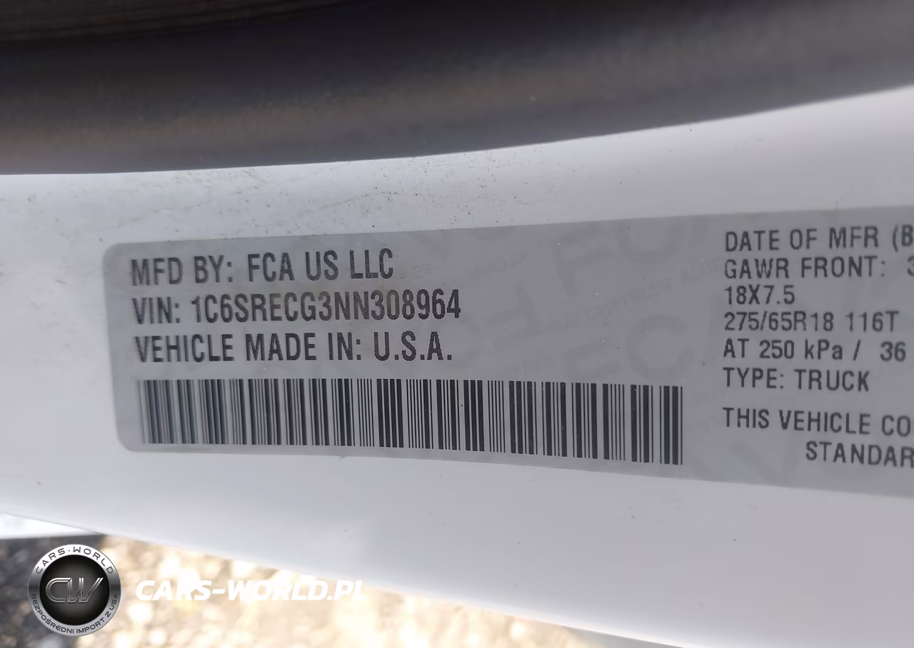 2022 Ram 1500 Tradesman 4X2 6'4 Box VIN:1C6SRECG3NN308964 - 9