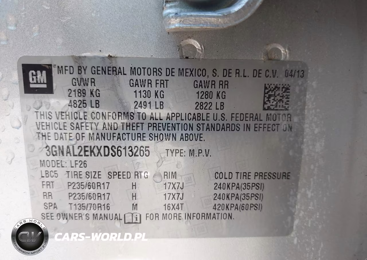 2013 Chevrolet Captiva Sport Fleet Ls VIN:3GNAL2EKXDS613265 - 9