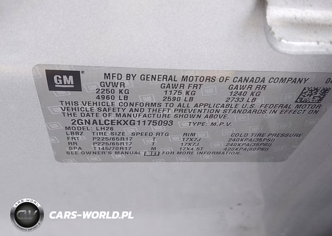 2016 Chevrolet Equinox Lt VIN:2GNALCEKXG1175093 - 9