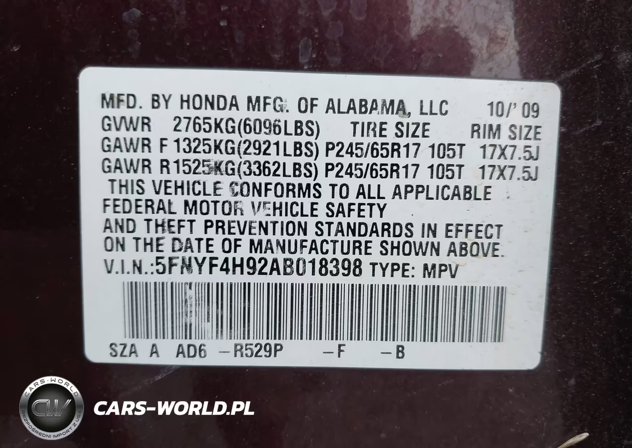 2010 Honda Pilot Touring VIN:5FNYF4H92AB018398 - 9