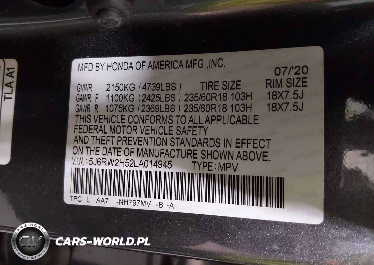 2020 Honda Cr-V Awd Ex VIN:5J6RW2H52LA014945 - 9