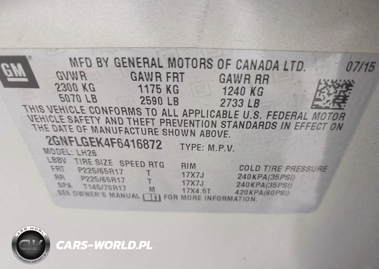 2015 Chevrolet Equinox Lt VIN:2GNFLGEK4F6416872 - 9