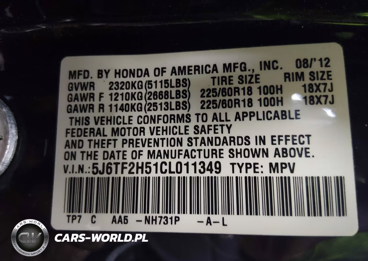 2012 Honda Crosstour Ex-L VIN:5J6TF2H51CL011349 - 9