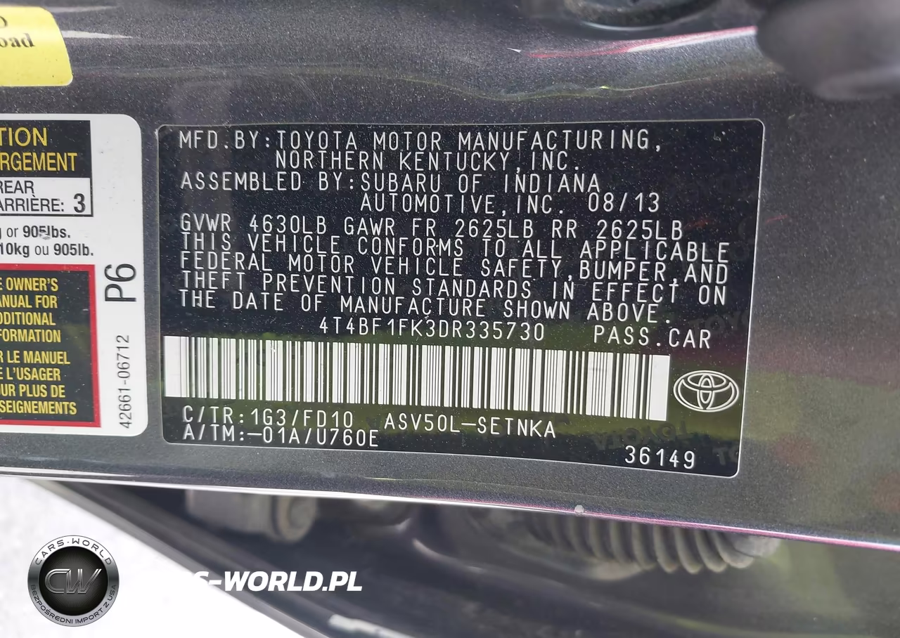 2013 Toyota Camry Le VIN:4T4BF1FK3DR335730 - 9