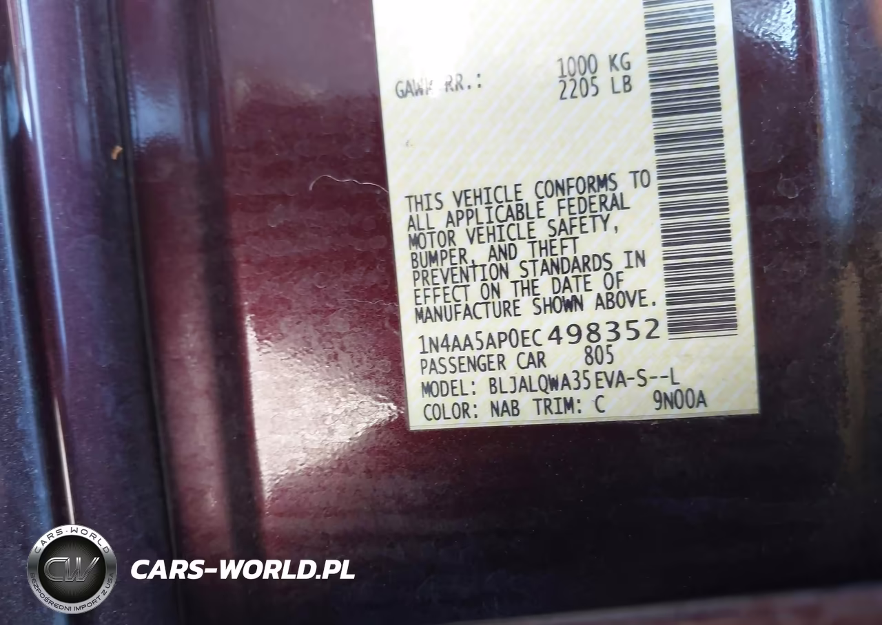 2014 Nissan Maxima 3.5 S VIN:1N4AA5AP0EC498352 - 9