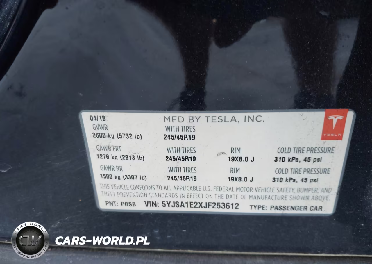 2018 Tesla Model S 100D-75D-P100D VIN:5YJSA1E2XJF253612 - 9