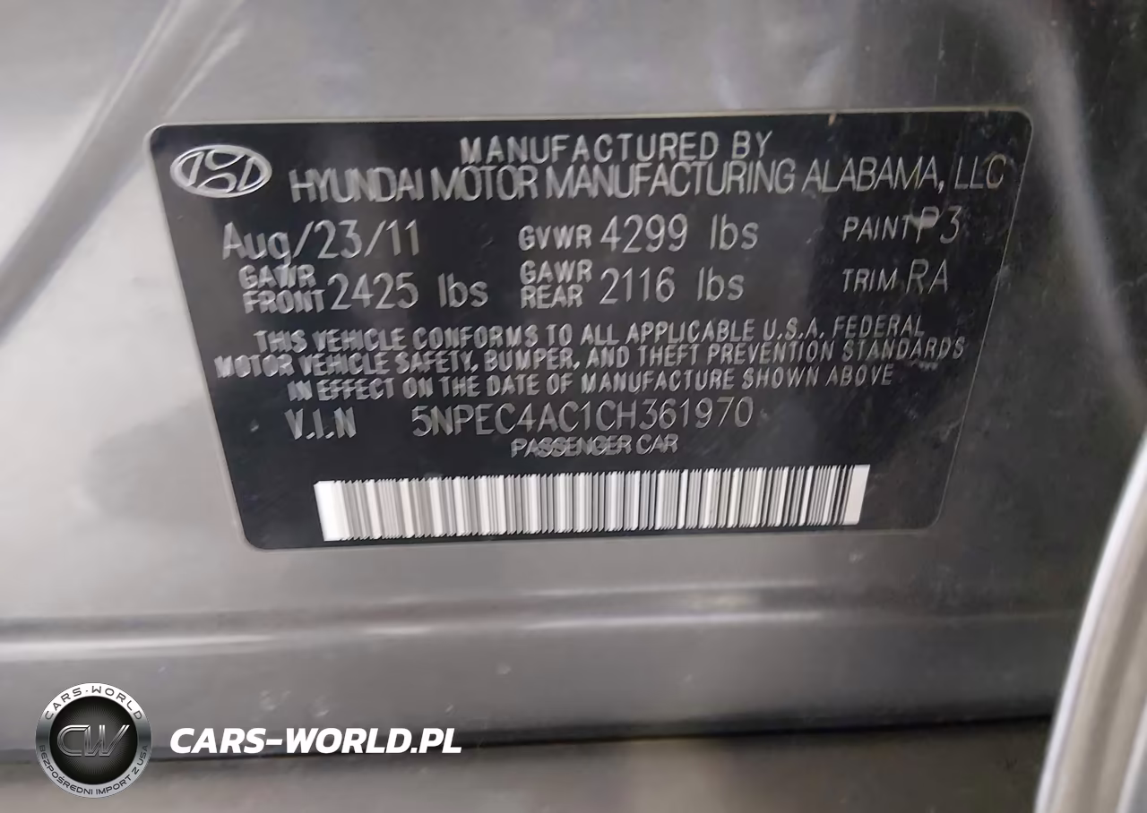 2012 Hyundai Sonata Se VIN:5NPEC4AC1CH361970 - 9