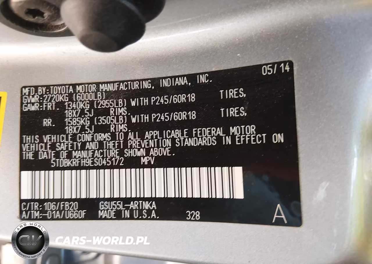 2014 Toyota Highlander Le V6 VIN:5TDBKRFH9ES045172 - 9