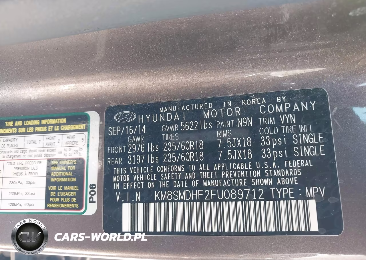 2015 Hyundai Santa Fe Gls VIN:KM8SMDHF2FU089712 - 9