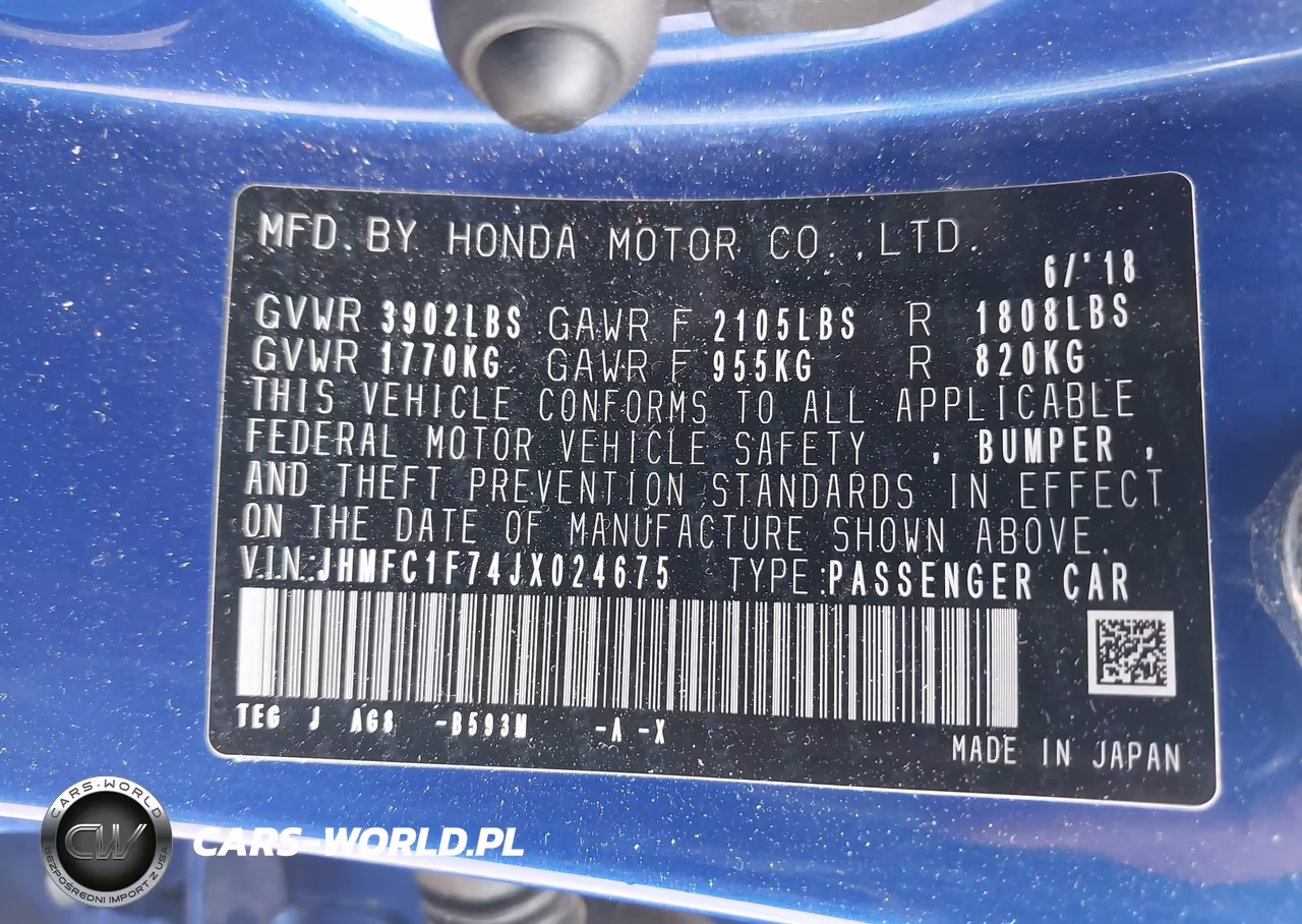 2018 Honda Civic Ex-L VIN:JHMFC1F74JX024675 - 9