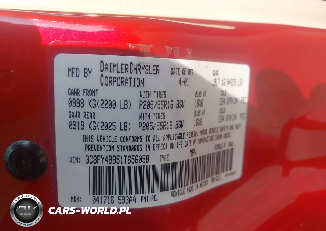 2001 Chrysler Pt Cruiser VIN:3C8FY4BB51T656058 - 9