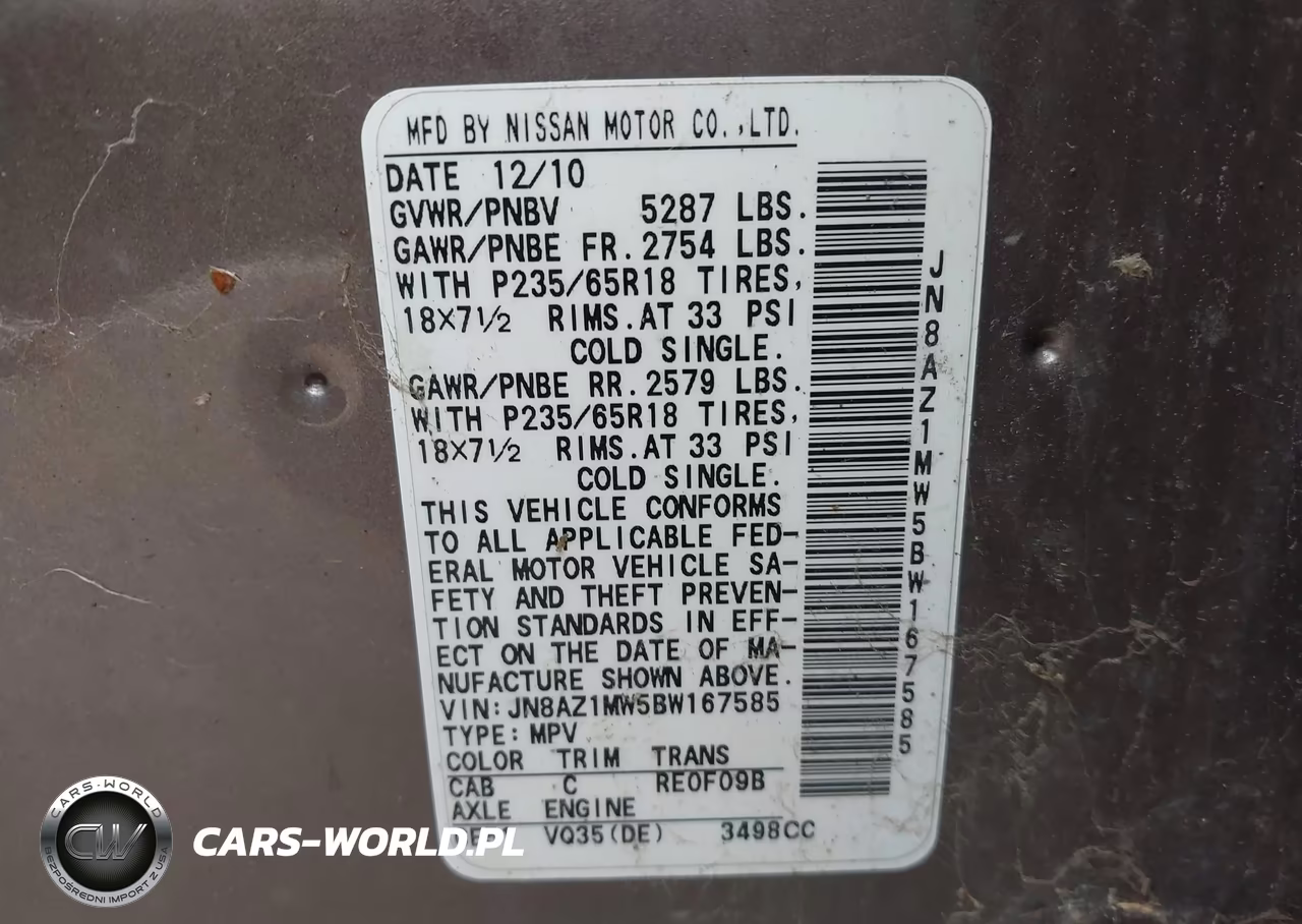 2011 Nissan Murano Sv VIN:JN8AZ1MW5BW167585 - 9