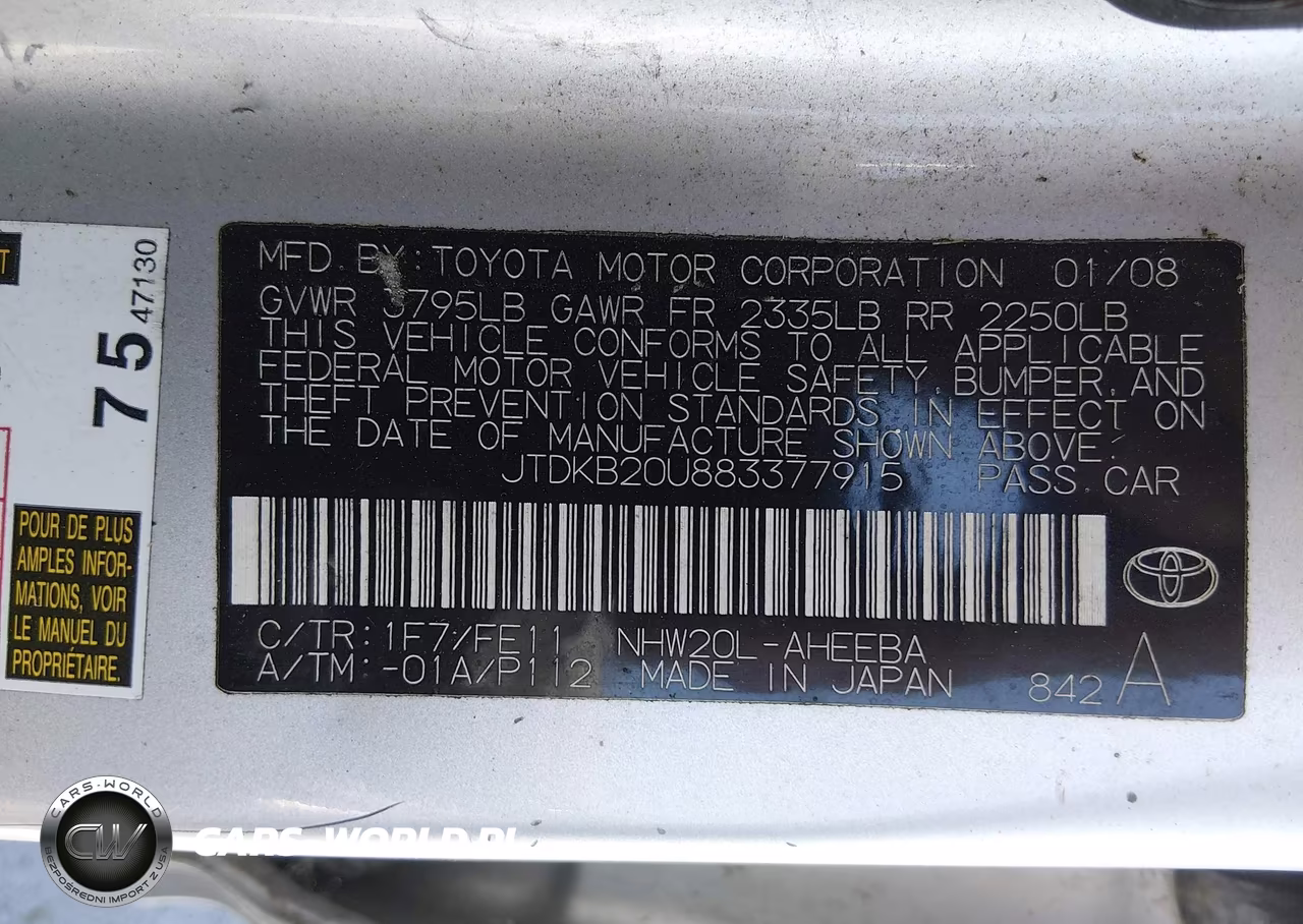 2008 Toyota Prius VIN:JTDKB20U883377915 - 9