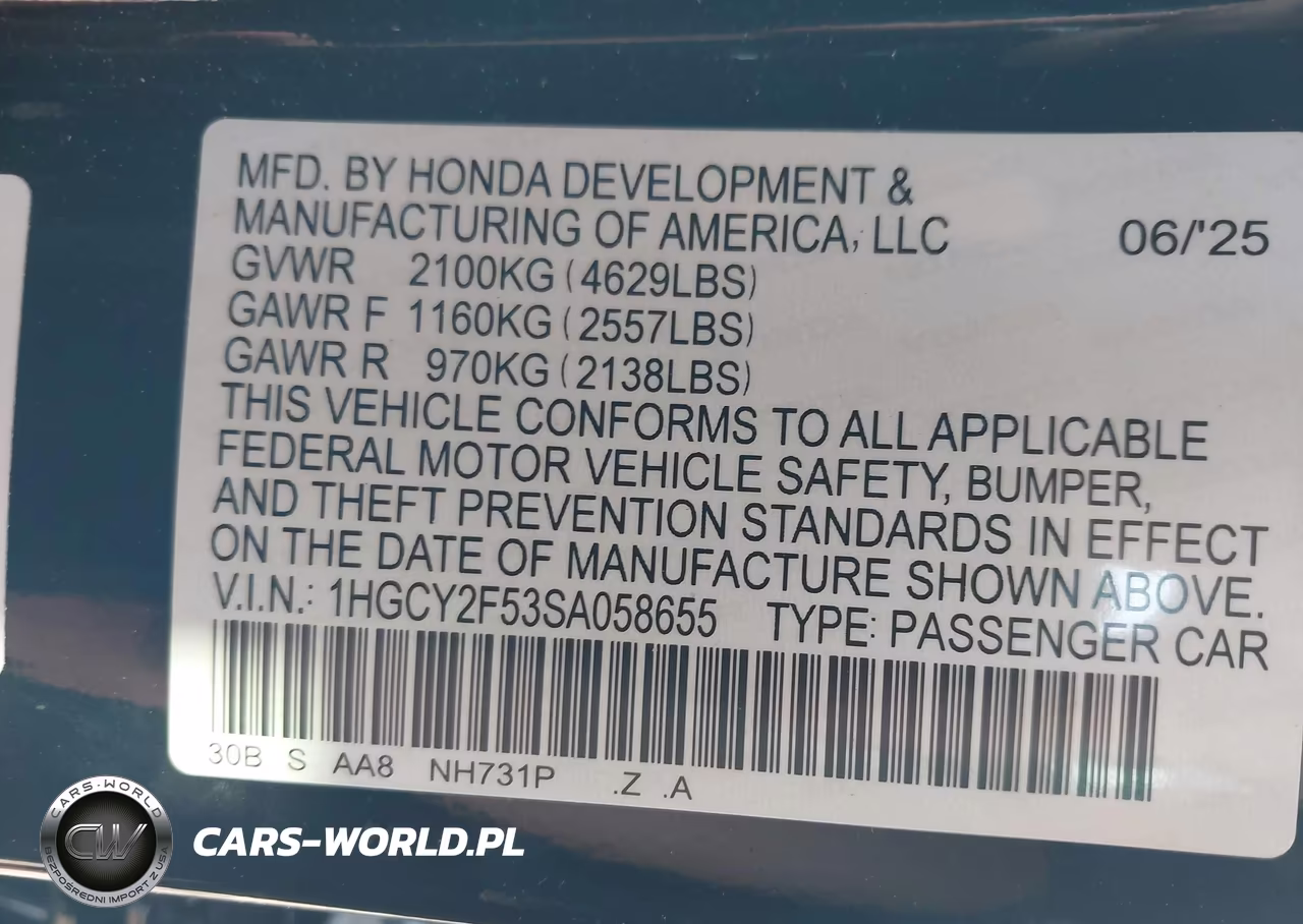 2025 Honda Accord Hybrid Sport VIN:1HGCY2F53SA058655 - 9