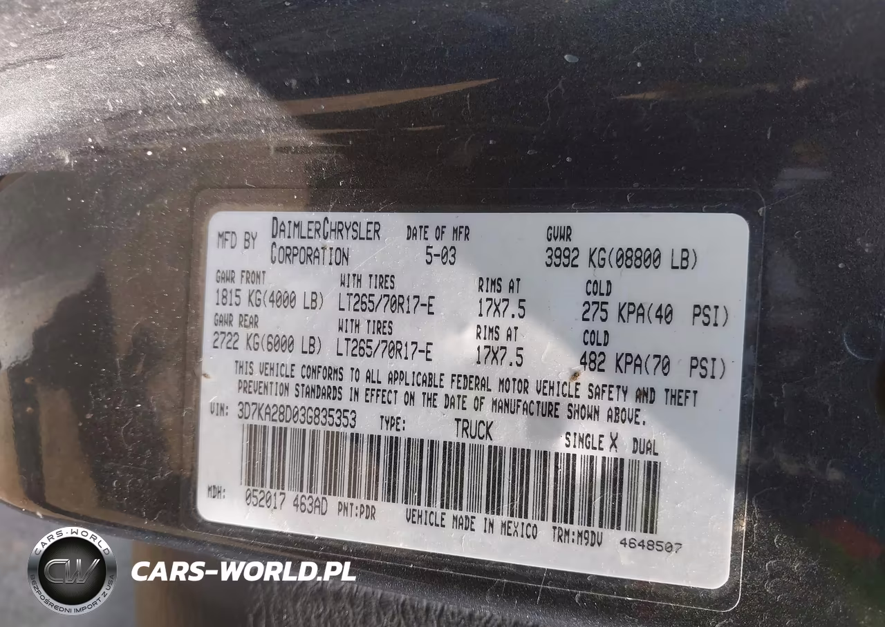 2003 Dodge Ram 2500 Slt-Laramie-St VIN:3D7KA28D03G835353 - 9