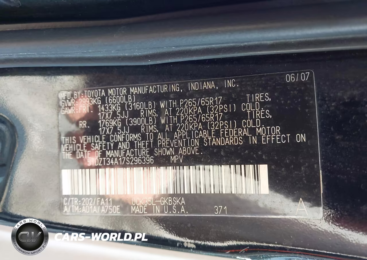 2007 Toyota Sequoia Sr5 VIN:5TDZT34A17S296396 - 9
