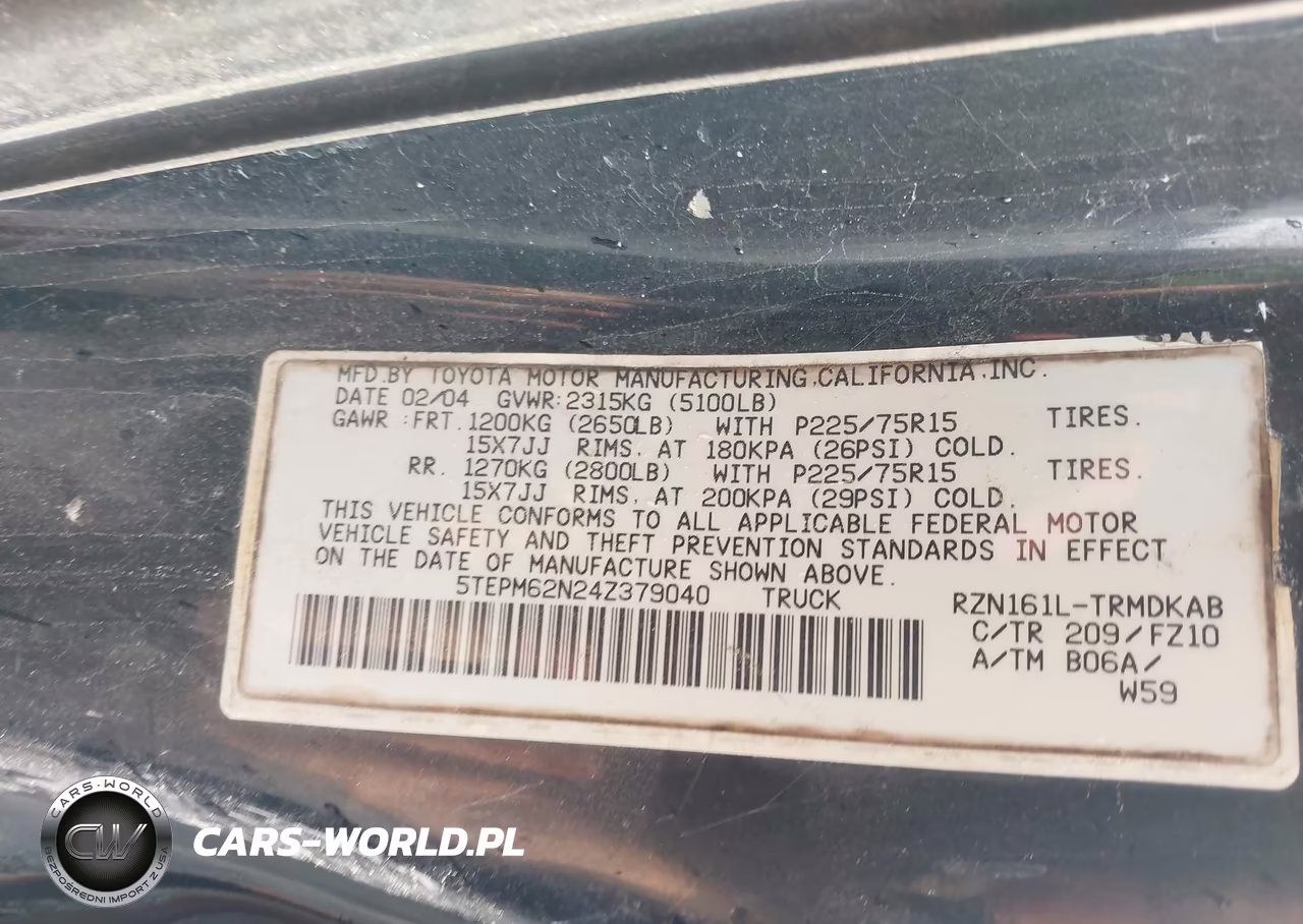 2004 Toyota Tacoma VIN:5TEPM62N24Z379040 - 9