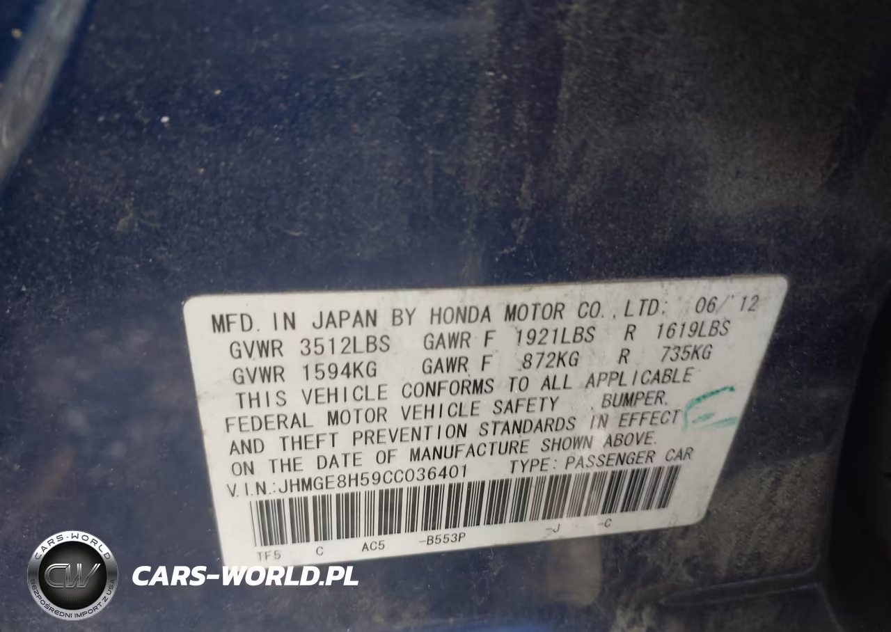 2012 Honda Fit Sport VIN:JHMGE8H59CC036401 - 9