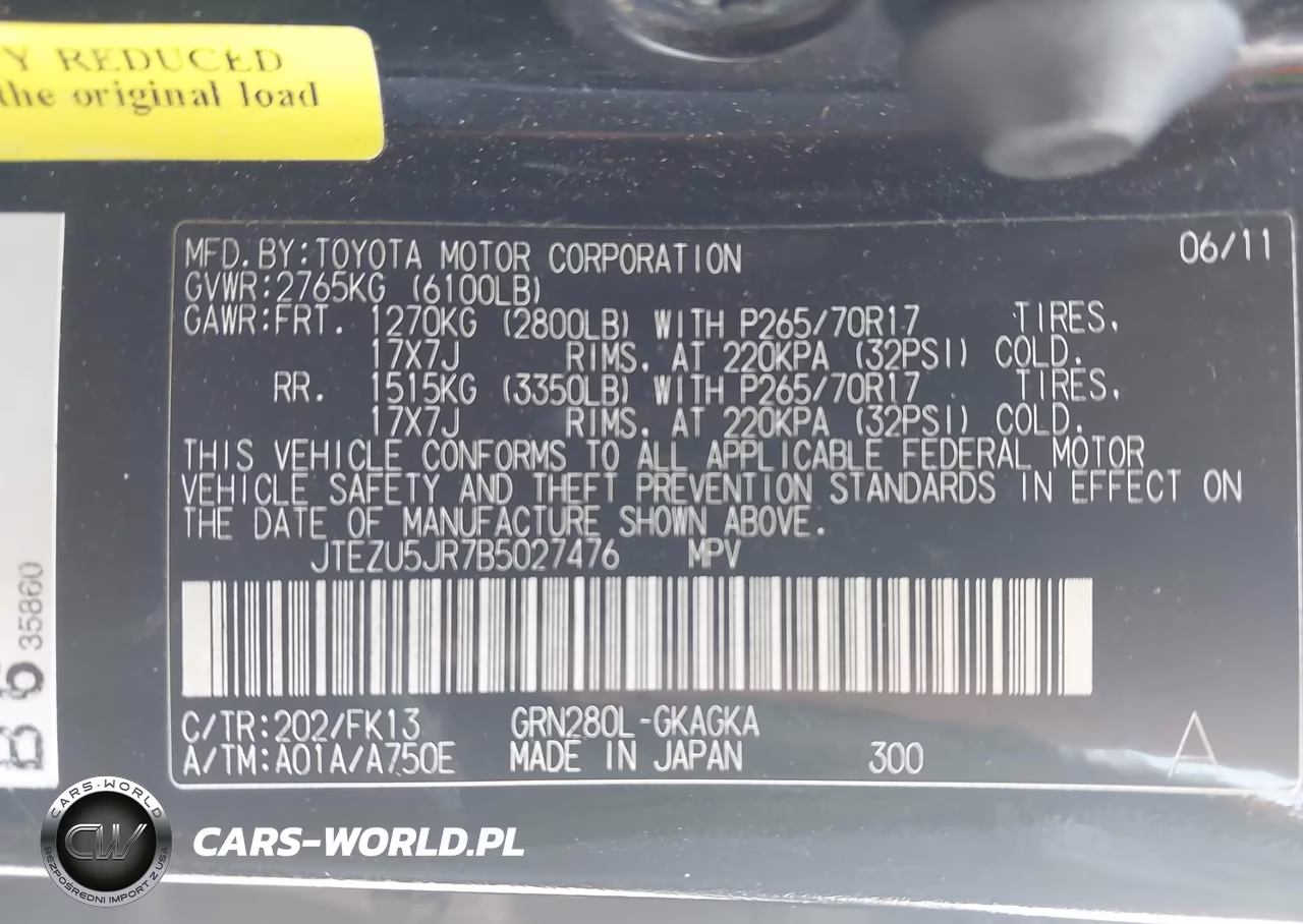 2011 Toyota 4Runner Sr5 V6 VIN:JTEZU5JR7B5027476 - 9