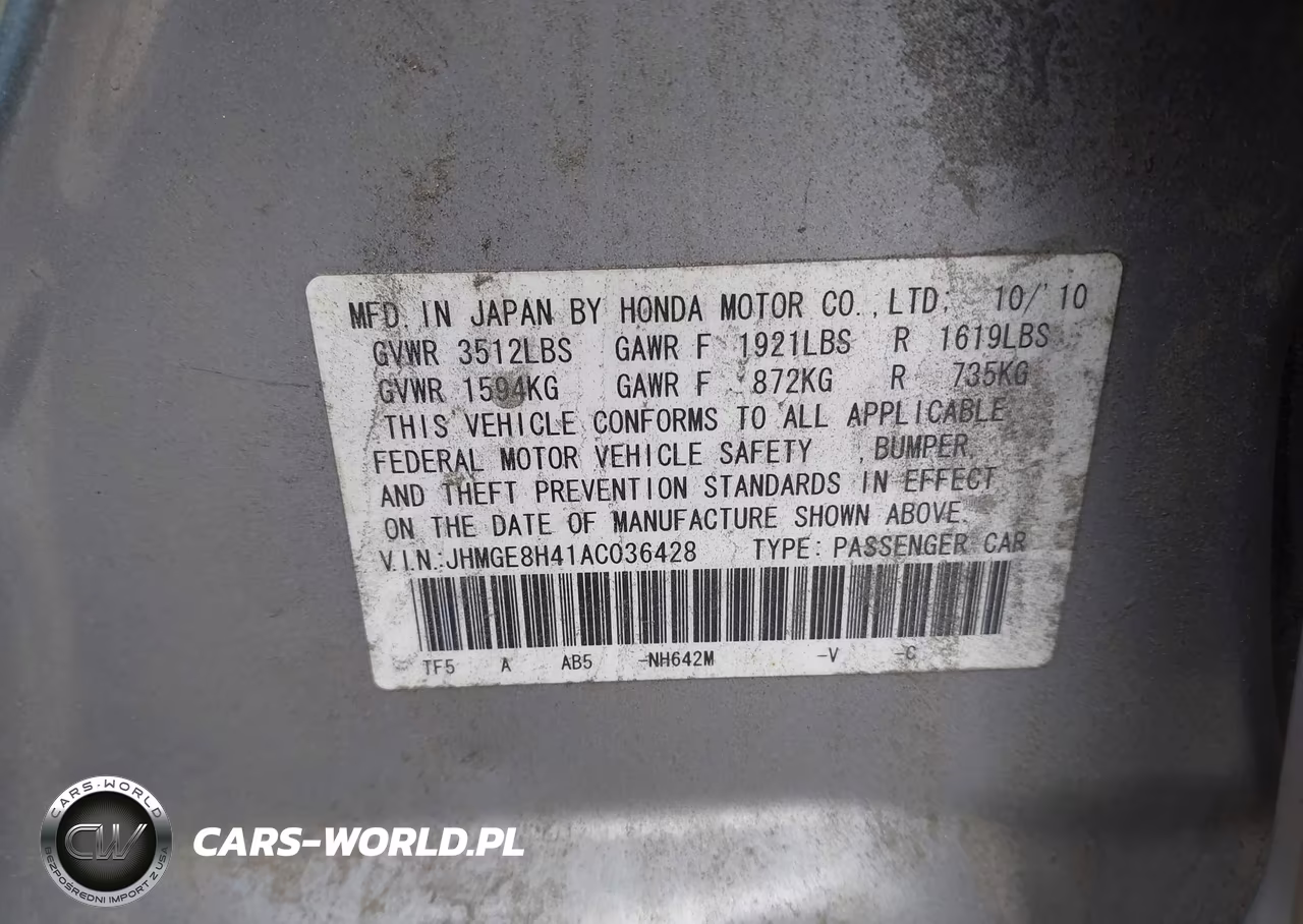 2010 Honda Fit Sport VIN:JHMGE8H41AC036428 - 9