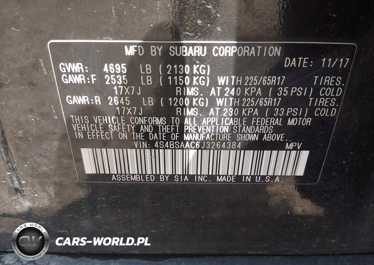 2018 Subaru Outback 2.5I VIN:4S4BSAAC6J3264384 - 9