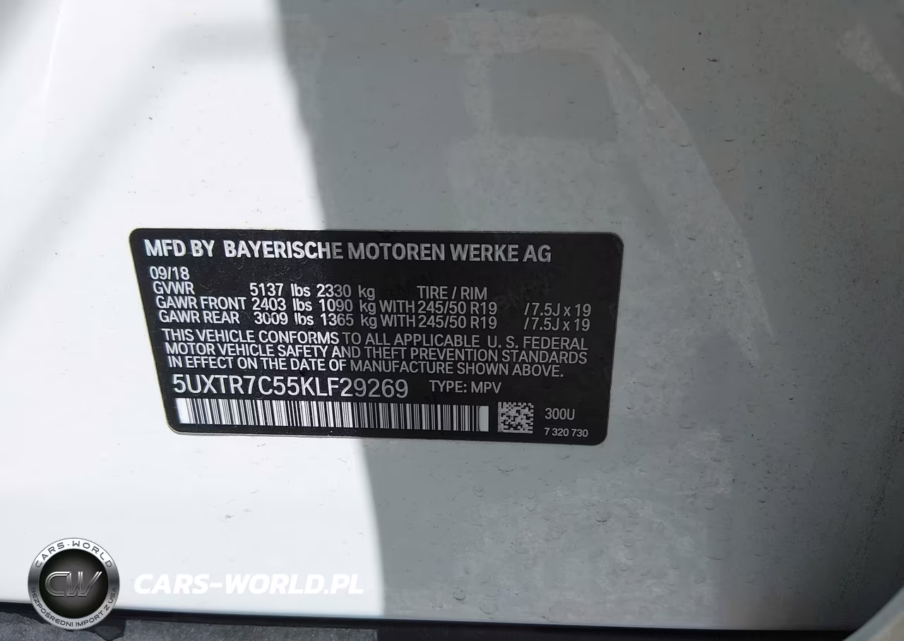 2019 BMW X3 Sdrive30I VIN:5UXTR7C55KLF29269 - 9