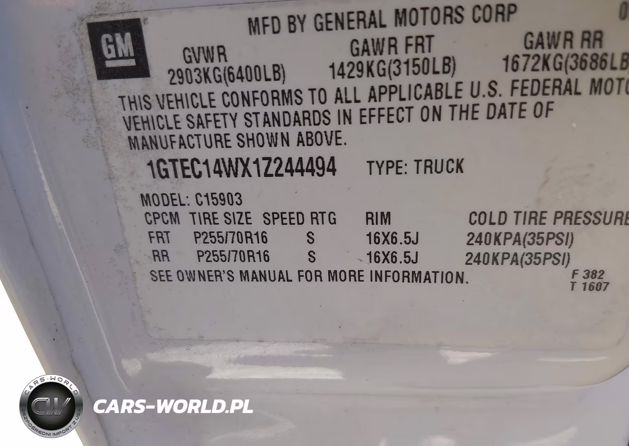 2001 GMC Sierra 1500 Sl VIN:1GTEC14WX1Z244494 - 9