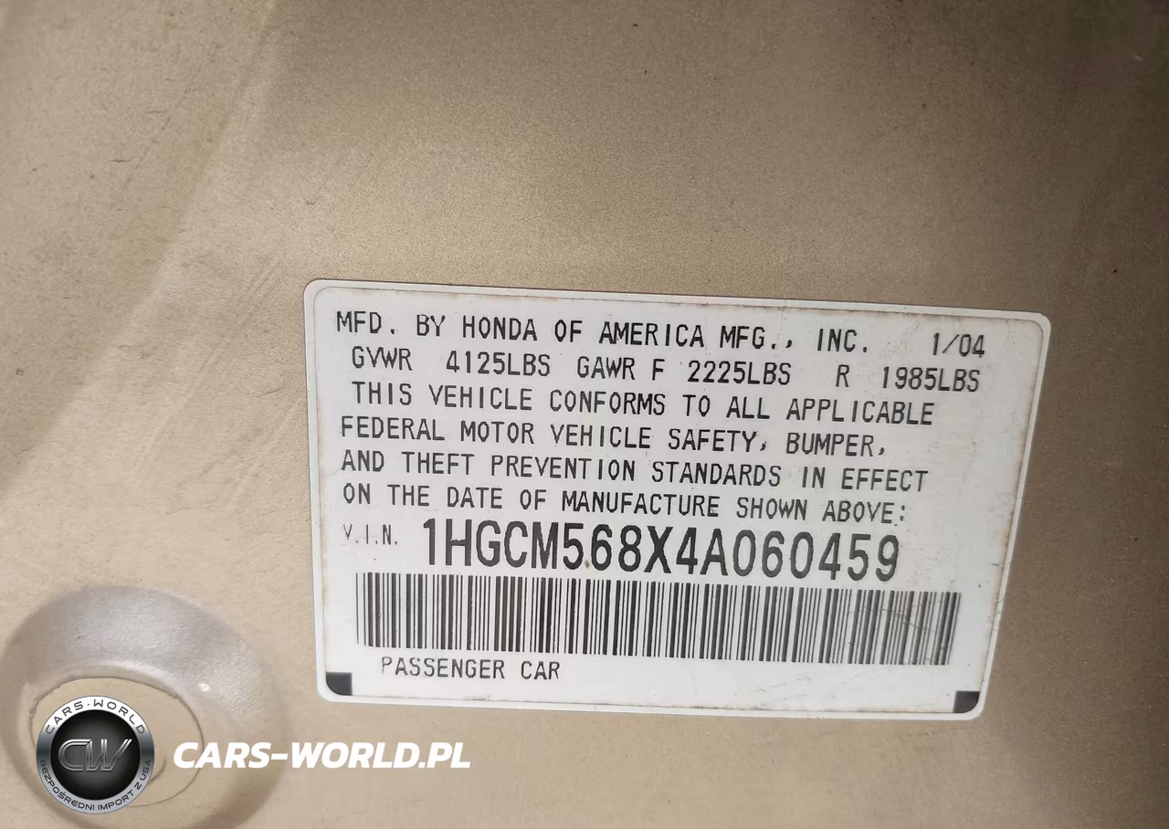 2004 Honda Accord 2.4 Ex VIN:1HGCM568X4A060459 - 9
