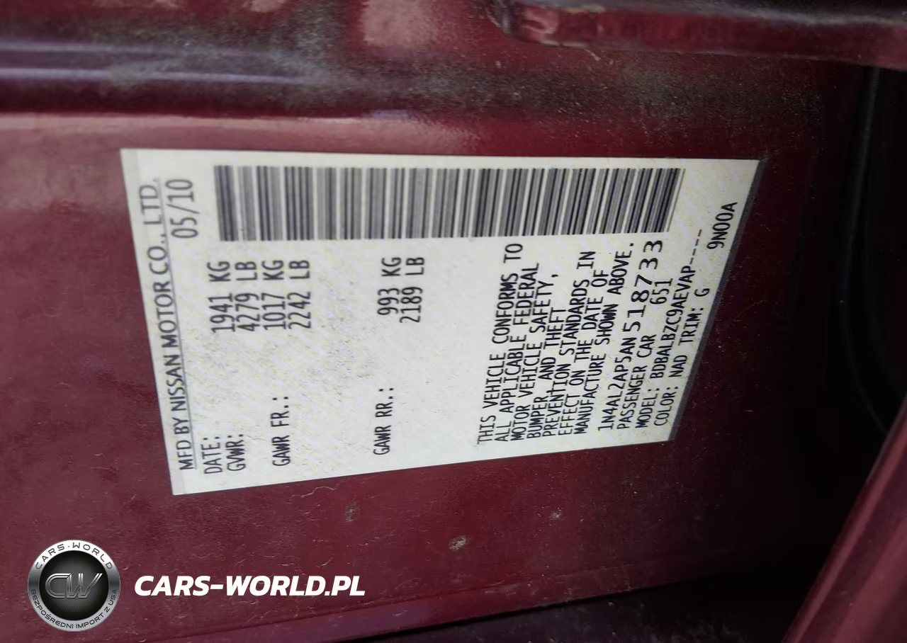 2010 Nissan Altima 2.5 S VIN:1N4AL2AP5AN518733 - 9