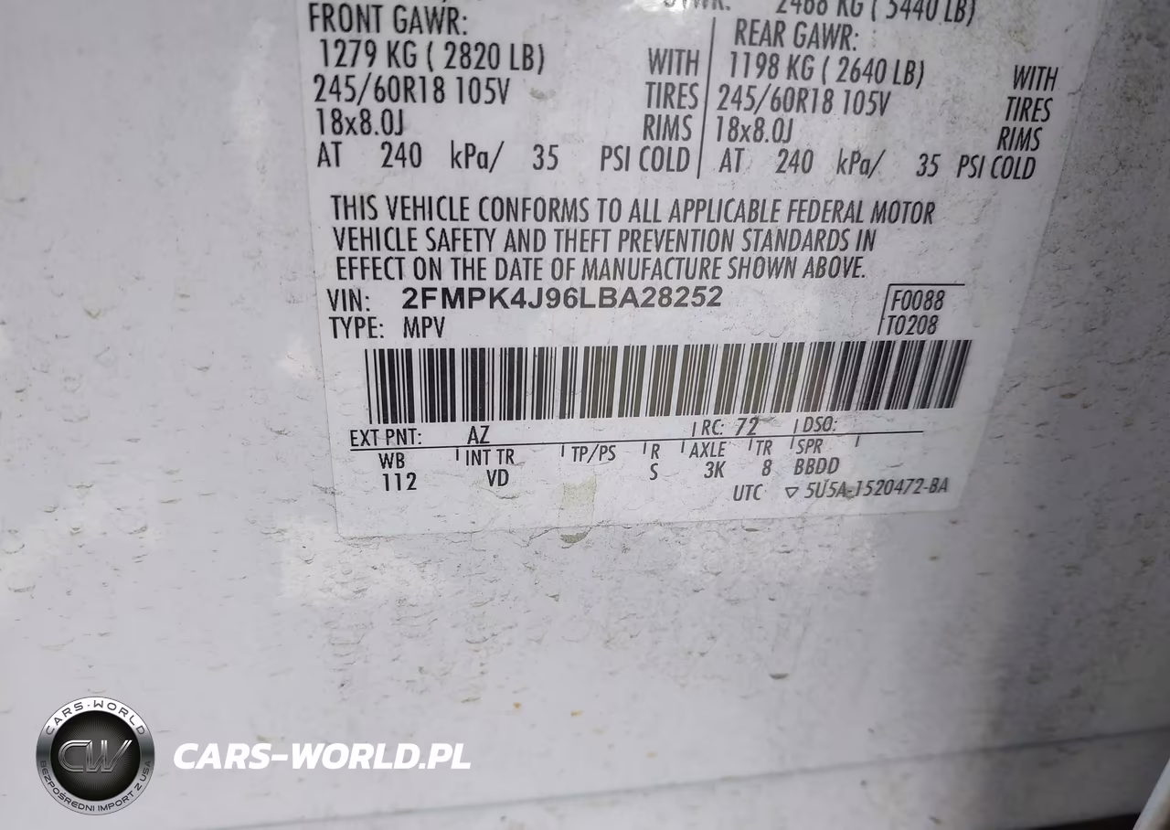 2020 Ford Edge Sel VIN:2FMPK4J96LBA28252 - 9